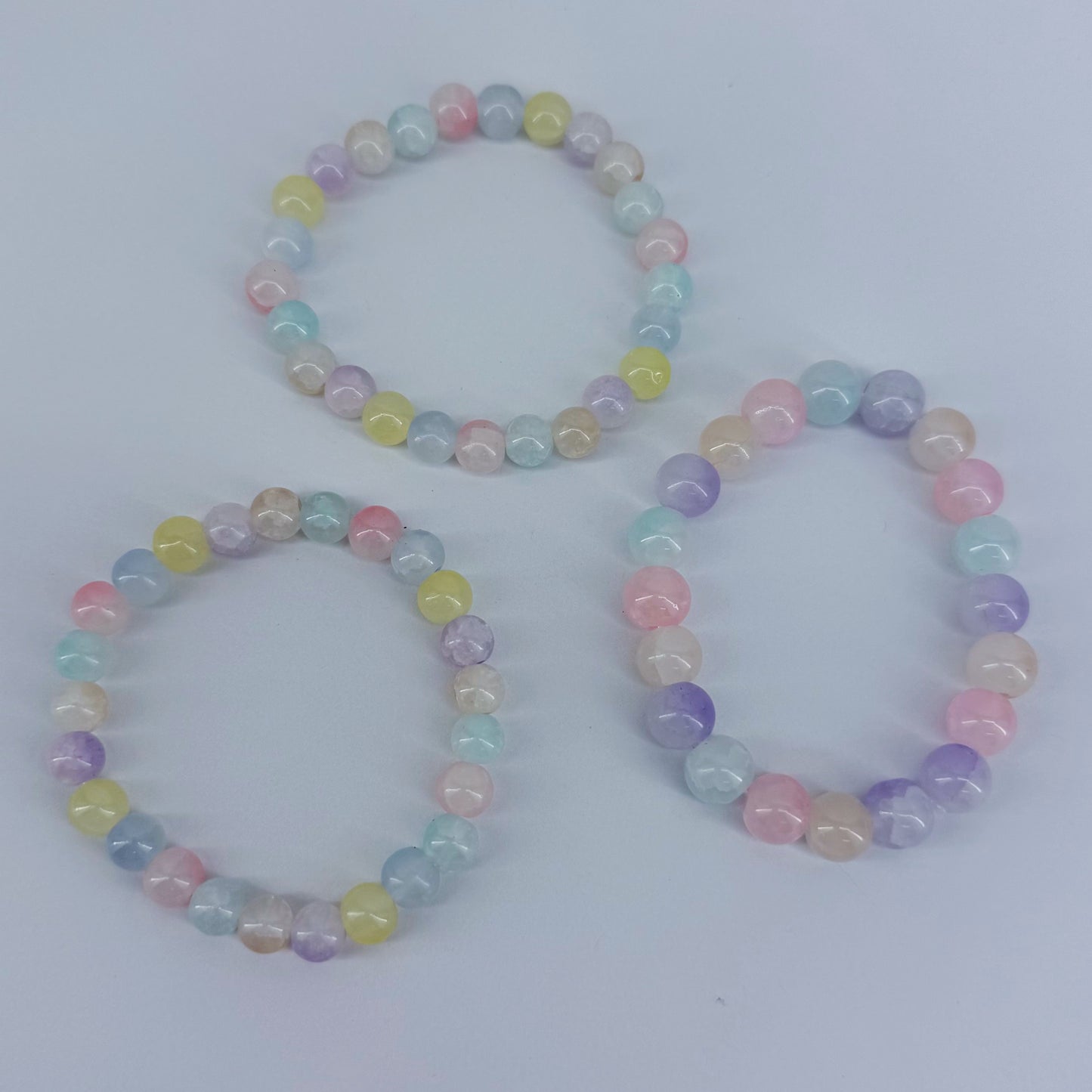 Triple Stretchy Multi Color Glass Bead Bracelet