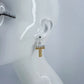 Silver Finish Fish Hook Two Tone Or Silver Earring With Cross Design Dangle