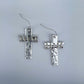 Silver Finish Fish Hook Two Tone Or Silver Earring With Cross Design Dangle