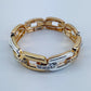 Stretchable Two Tone Gold And Silver Or Silver Bracelet