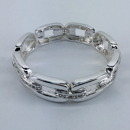Stretchable Two Tone Gold And Silver Or Silver Bracelet