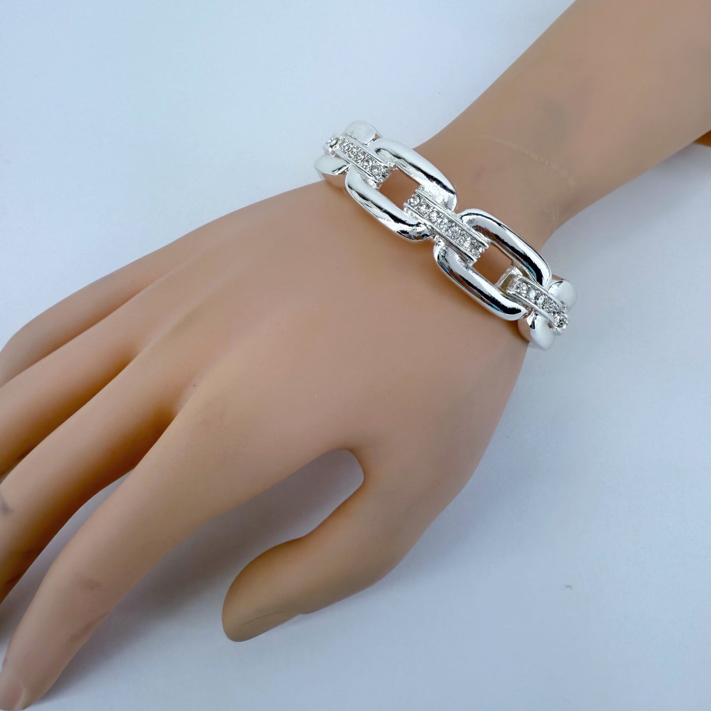 Stretchable Two Tone Gold And Silver Or Silver Bracelet