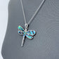 Silver Finish Necklace With Garden Abalone Dragonfly Pendant