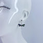 Silver Finish Fish Hook Earrings With Garden Abalone Dragonfly Dangle