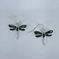 Silver Finish Fish Hook Earrings With Garden Abalone Dragonfly Dangle