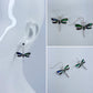 Silver Finish Fish Hook Earrings With Garden Abalone Dragonfly Dangle