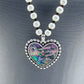 Long Pearls Necklace With Abalone Garden Heart Pendant