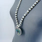 Long Pearls Necklace With Abalone Garden Heart Pendant