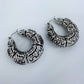 Silver Finish Tailored Hoop Earrings With Classic Western Pattern Design
