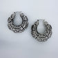 Silver Finish Tailored Hoop Earrings With Classic Western Pattern Design