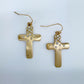 Fish Hook Metal Cross and Rhinestone Dangle