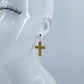 Fish Hook Metal Cross and Rhinestone Dangle