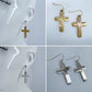 Fish Hook Metal Cross and Rhinestone Dangle