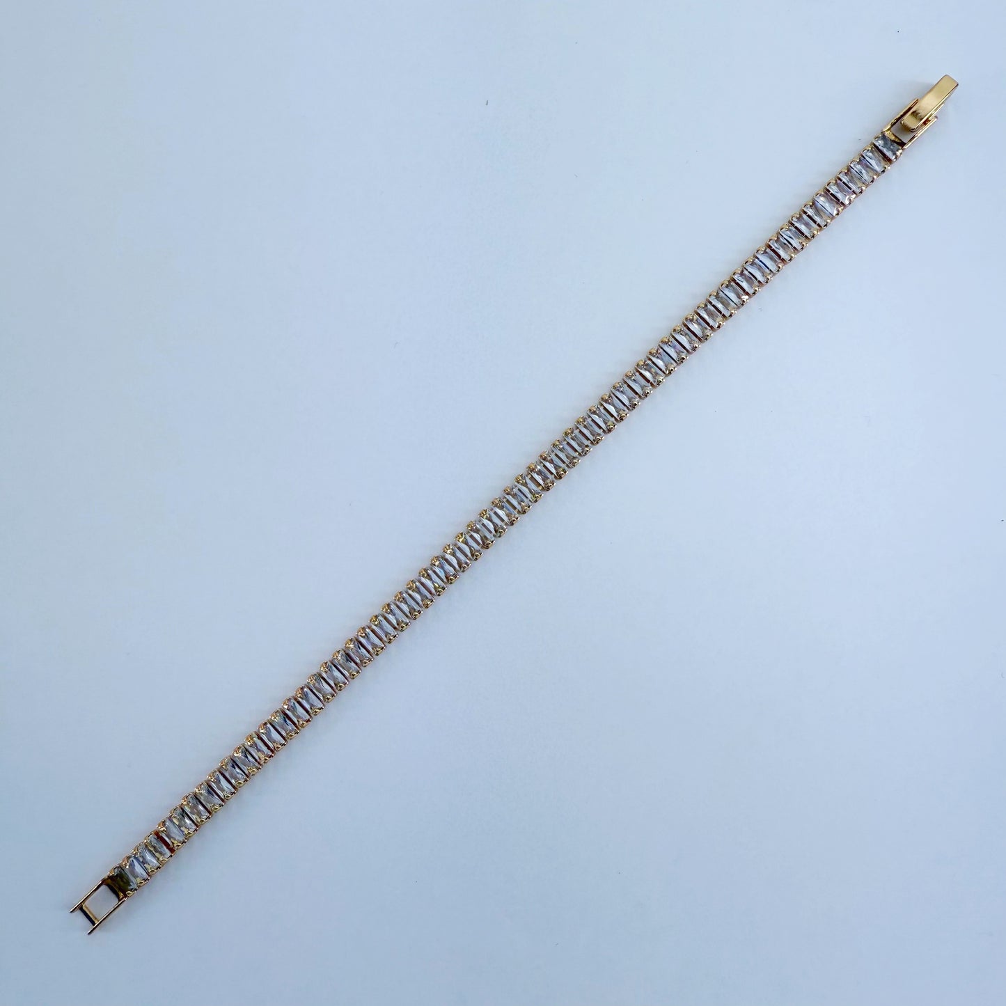 Gold Finish Baguette Cubic Zirconia Bracelet