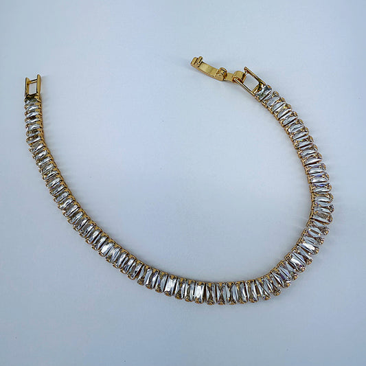 Gold Finish Baguette Cubic Zirconia Bracelet