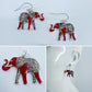 Silver Fish Hook Earrings With Rhinestones Elephant Dangles And Elephant Pendant
