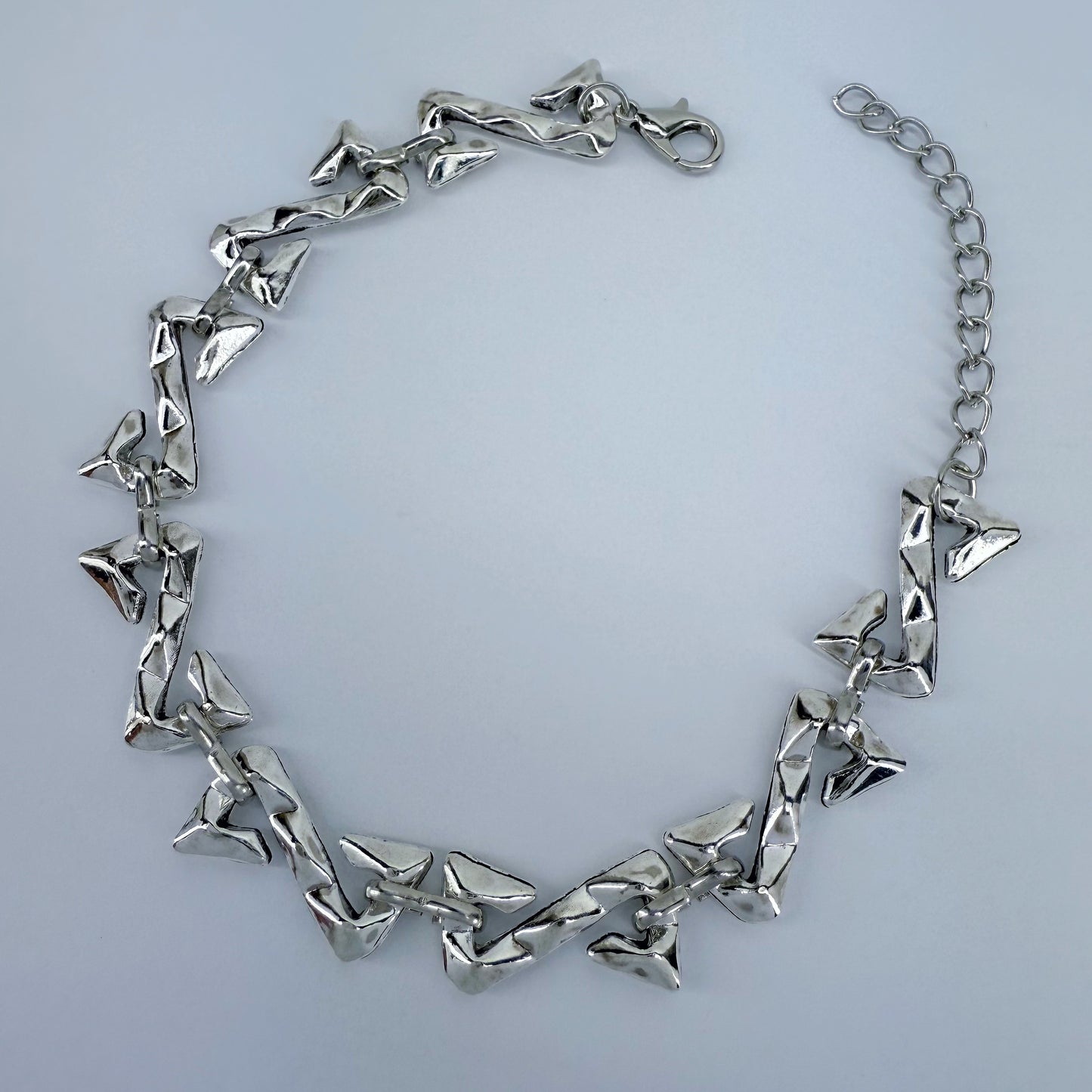 Silver Finish Z-shaped Design Link Chain Bracelet
