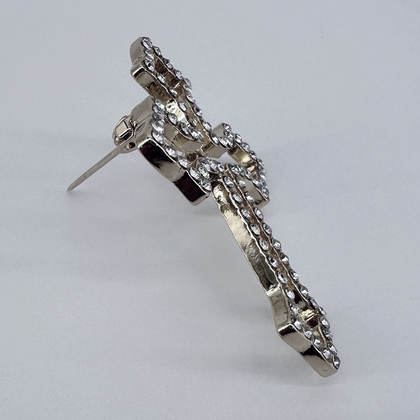 Catholic Cross with Clear Rhinestones Brooch