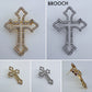 Catholic Cross with Clear Rhinestones Brooch