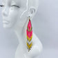 Long Beaded Pink and Yellow Tribal Earrings