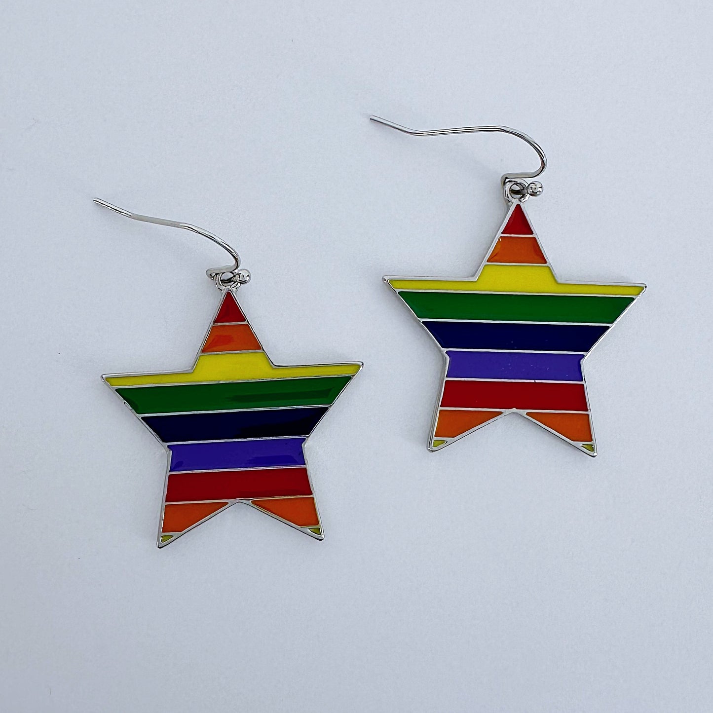 Start Metal Design Earrings With Rainbow Color Come With Gold Or Silver Finish