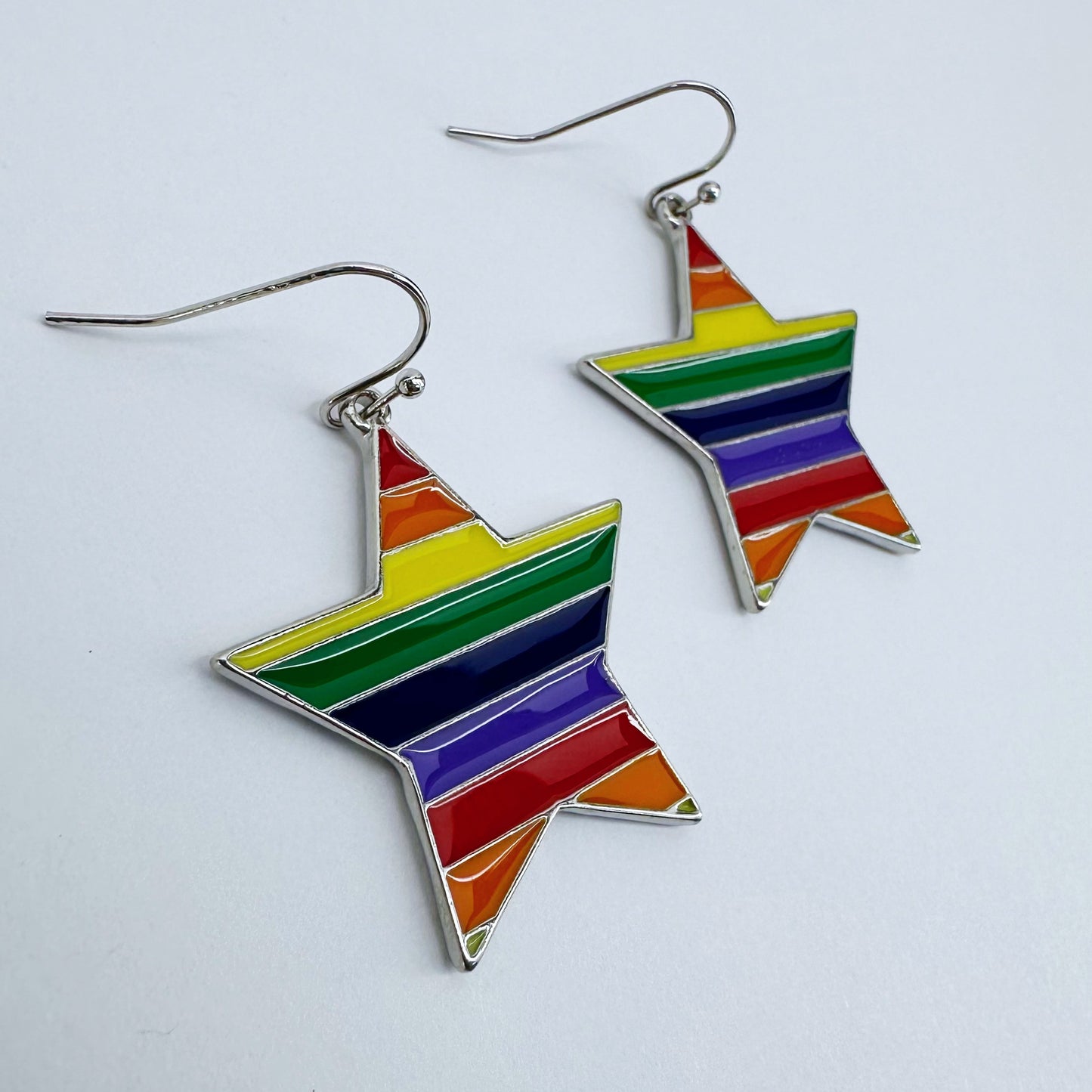 Start Metal Design Earrings With Rainbow Color Come With Gold Or Silver Finish