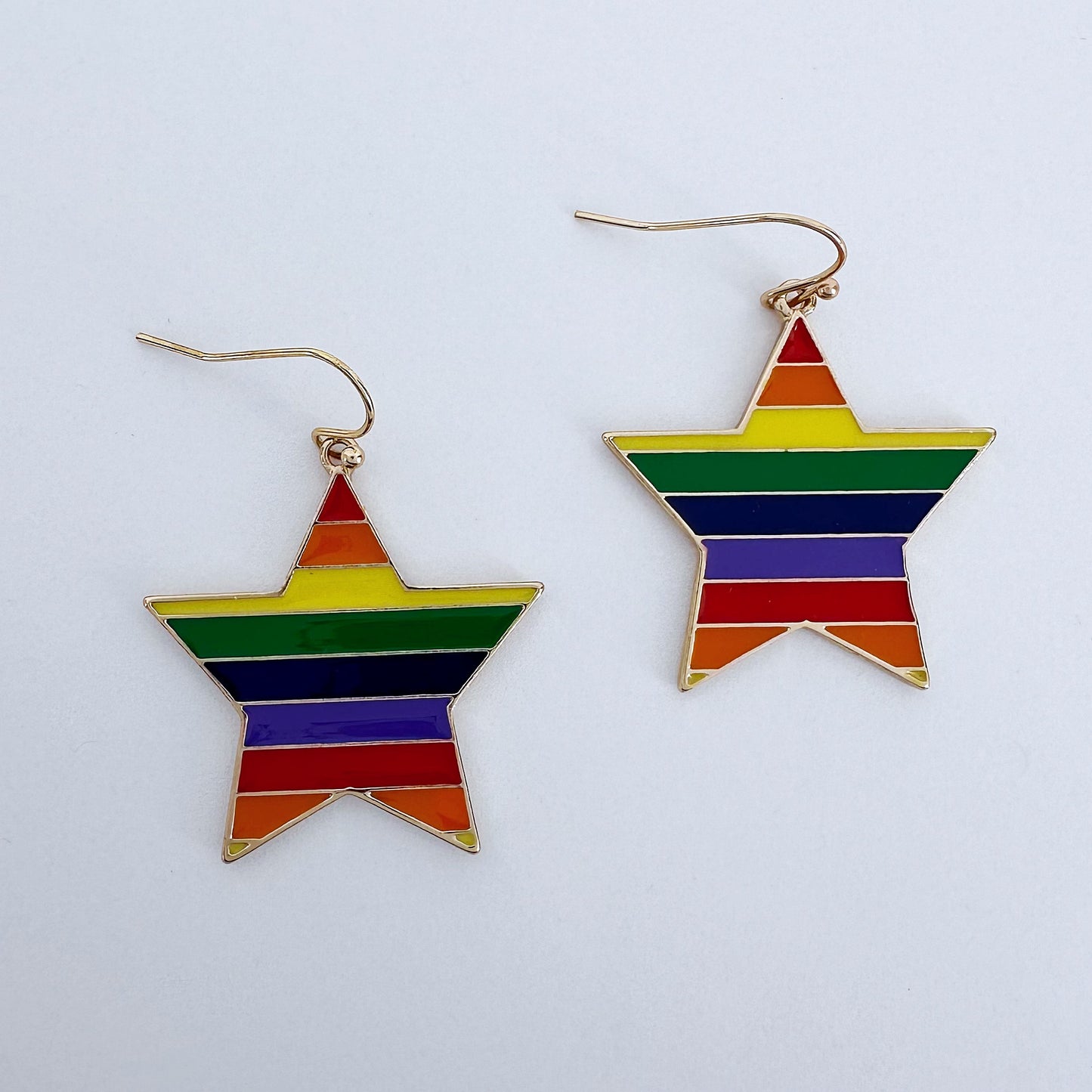 Start Metal Design Earrings With Rainbow Color Come With Gold Or Silver Finish