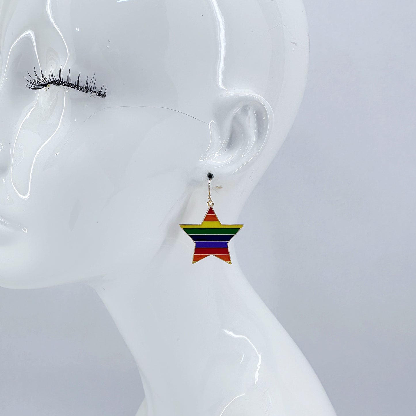 Start Metal Design Earrings With Rainbow Color Come With Gold Or Silver Finish