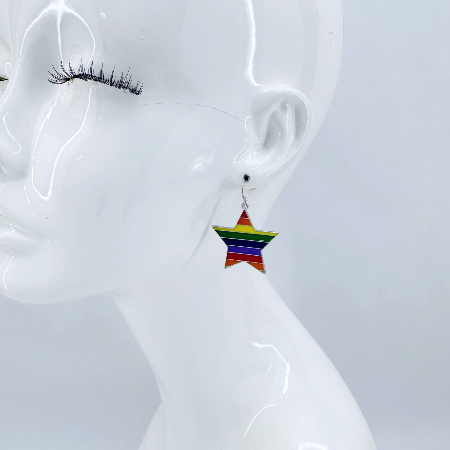 Start Metal Design Earrings With Rainbow Color Come With Gold Or Silver Finish
