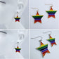 Start Metal Design Earrings With Rainbow Color Come With Gold Or Silver Finish