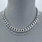 Double Layered Cuban Link Chain Necklace Multicolor Stones