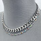 Double Layered Cuban Link Chain Necklace Multicolor Stones