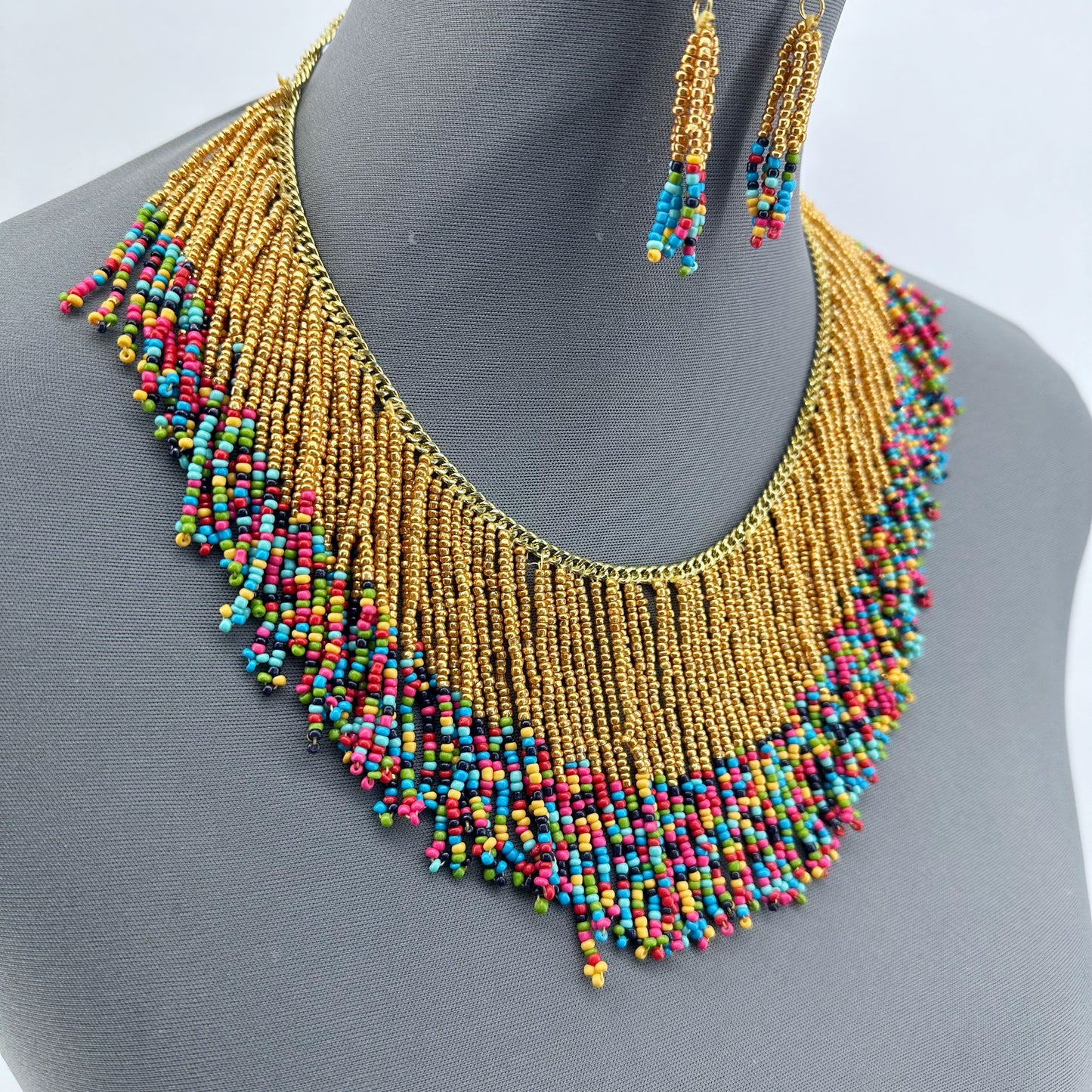 Multicolor Beaded Necklace Set