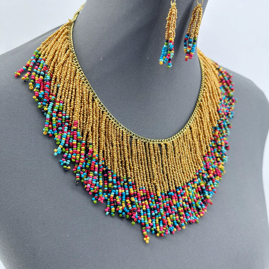 Multicolor Beaded Necklace Set