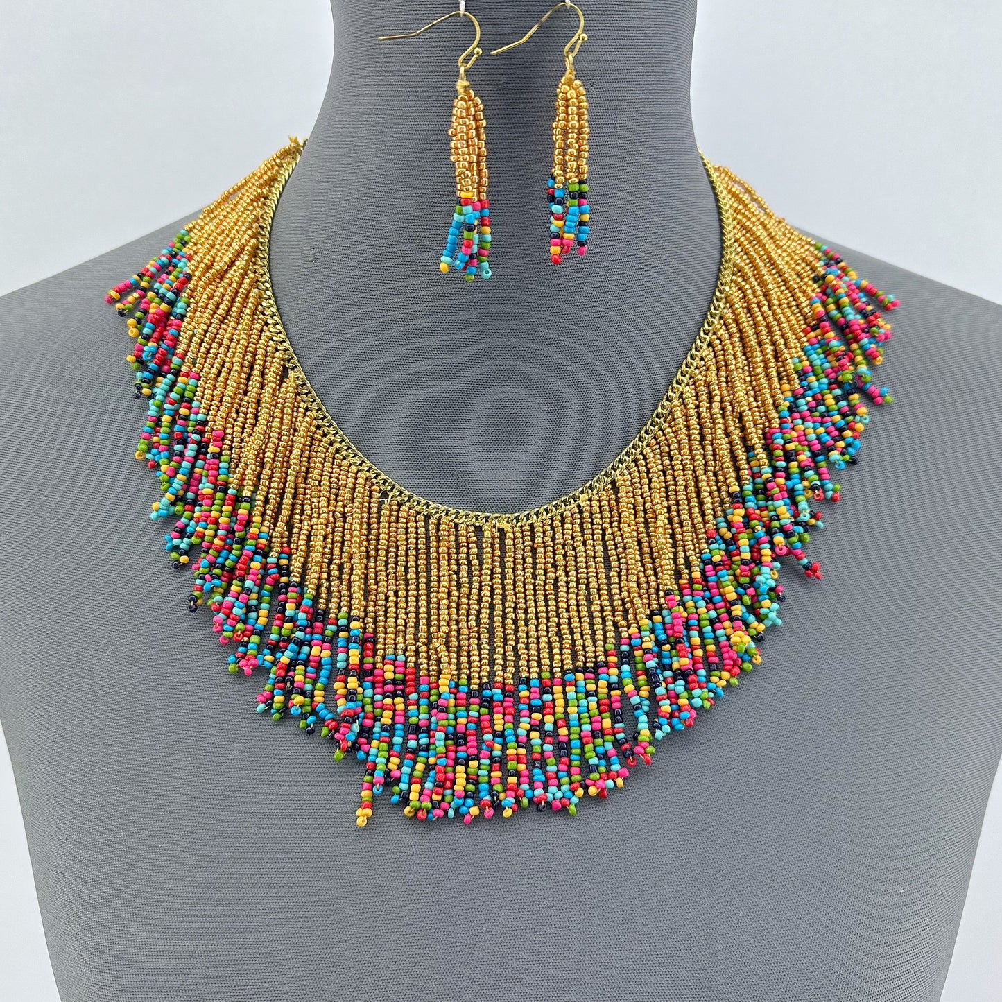 Multicolor Beaded Necklace Set