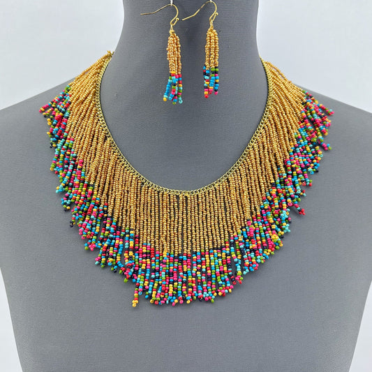 Multicolor Beaded Necklace Set