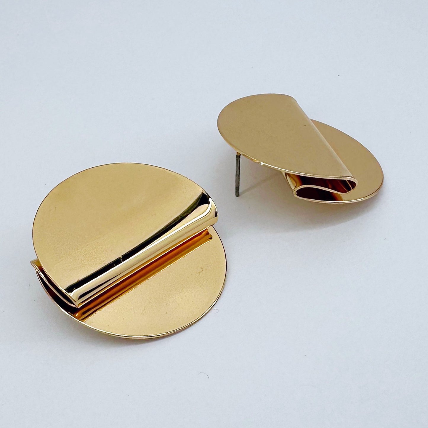 Round Folded Post Back Earrings