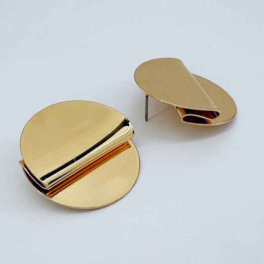 Round Folded Post Back Earrings