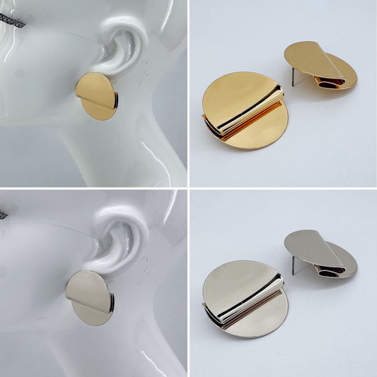 Round Folded Post Back Earrings