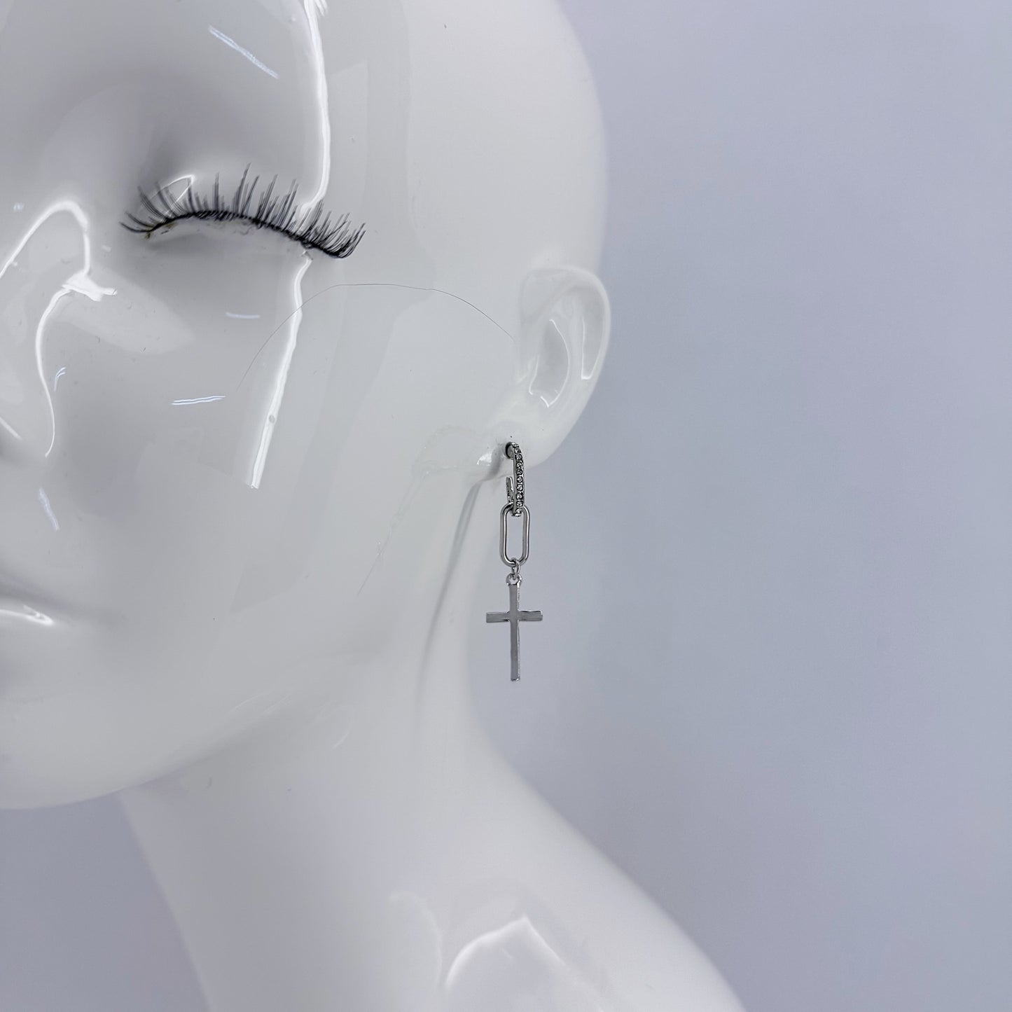Post Back Rhinestone Chains With Cross Dangle