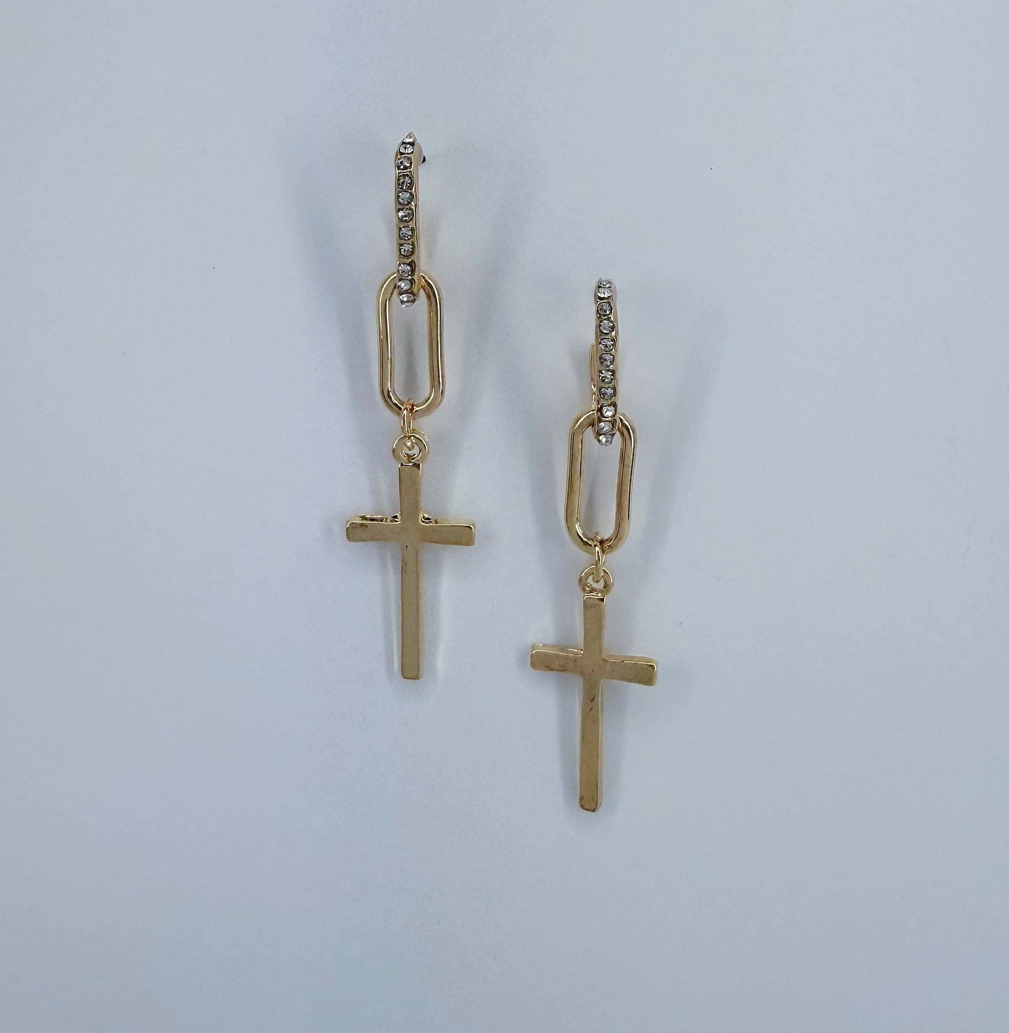 Post Back Rhinestone Chains With Cross Dangle