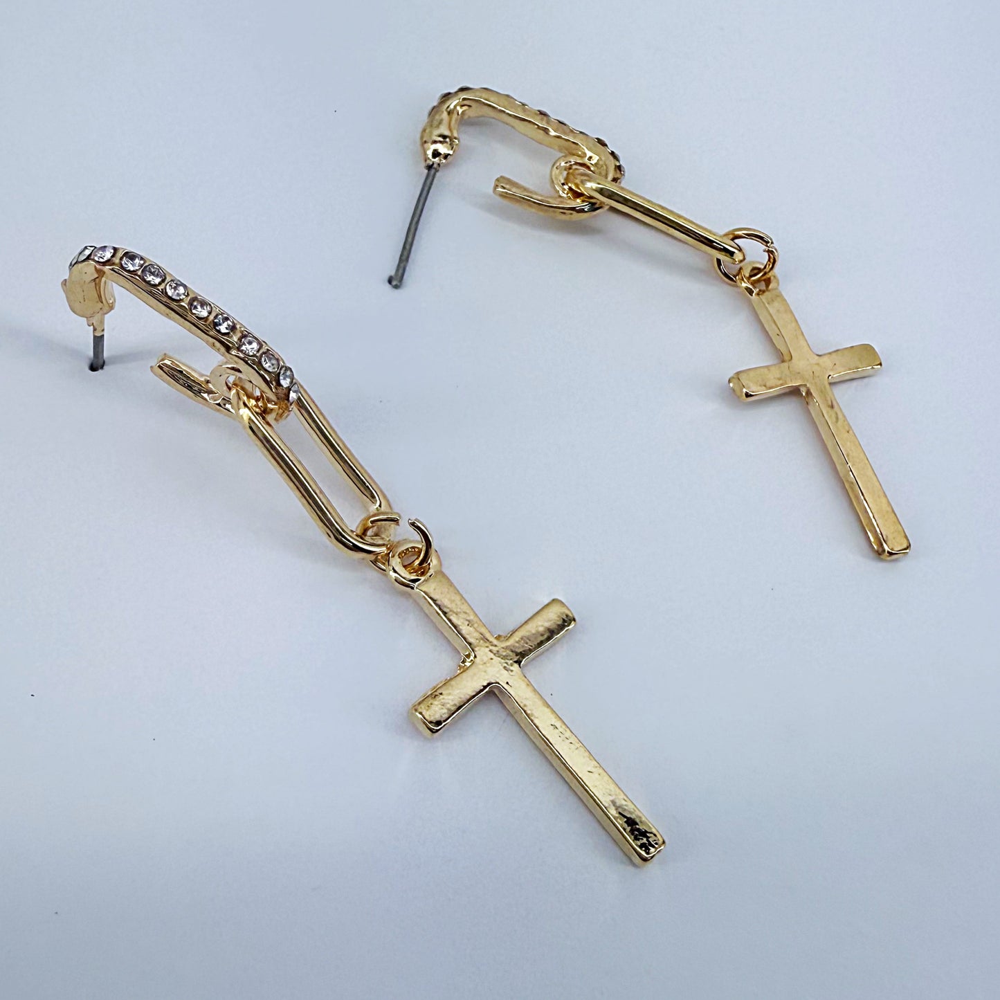 Post Back Rhinestone Chains With Cross Dangle
