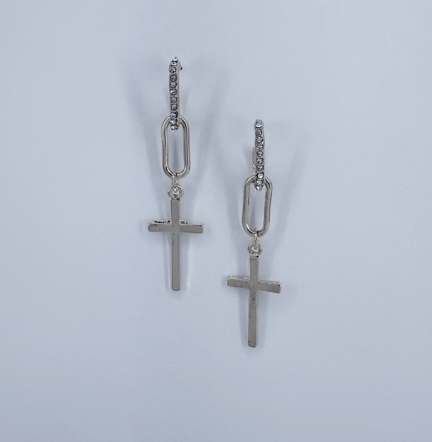Post Back Rhinestone Chains With Cross Dangle