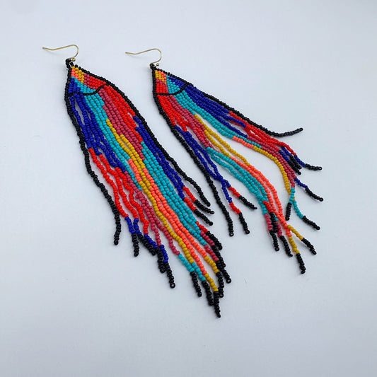 Multicolor Beaded Tassel Earrings