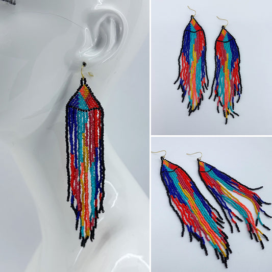 Multicolor Beaded Tassel Earrings