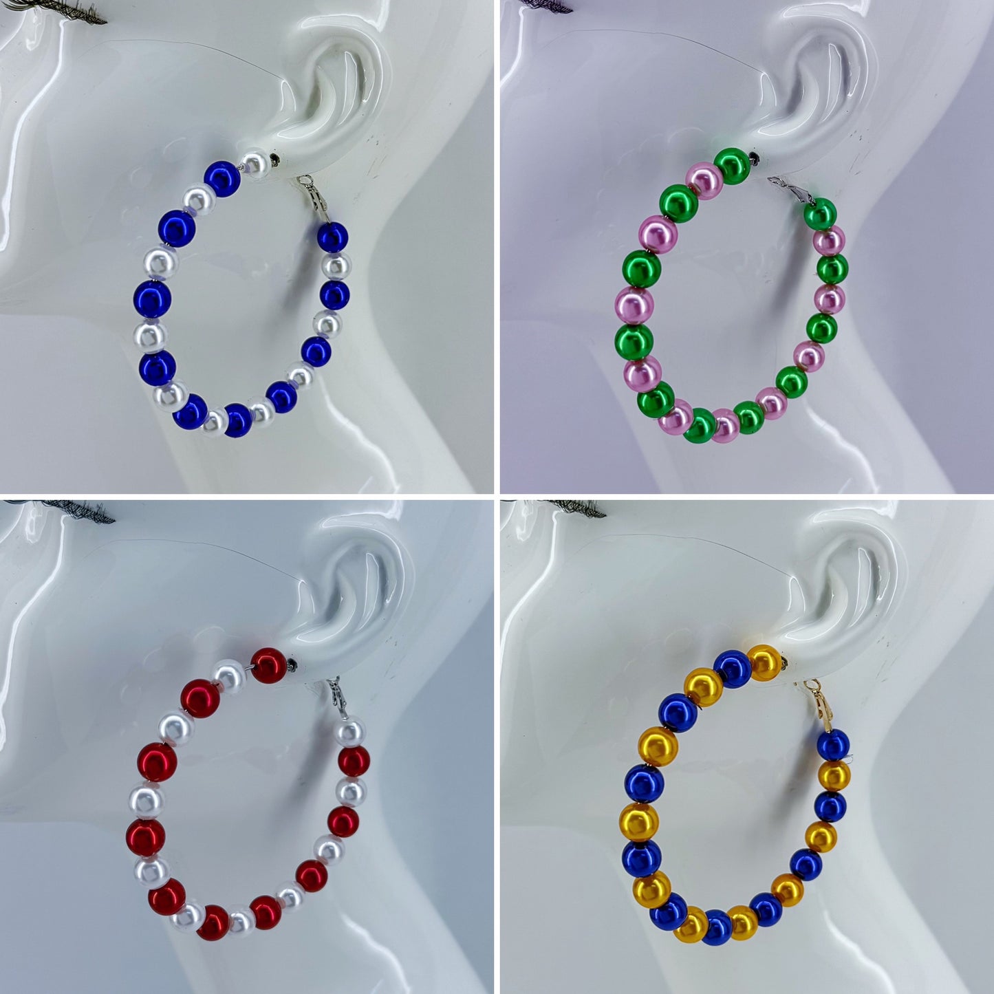 Colorful Pearls Hoop In Gold Or Silver Finish
