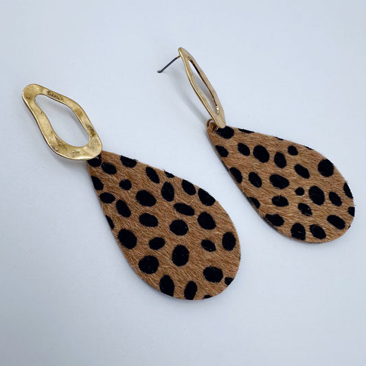 Animal Print Teardrop Velvet Earrings
