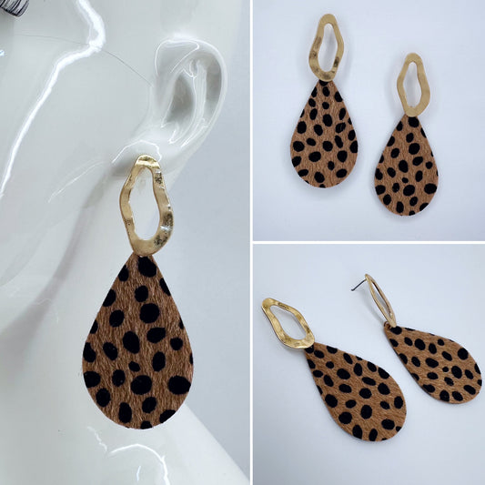 Animal Print Teardrop Velvet Earrings