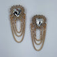 Post Back Heart Design Earrings With Rhinestone Tassels