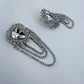 Post Back Heart Design Earrings With Rhinestone Tassels